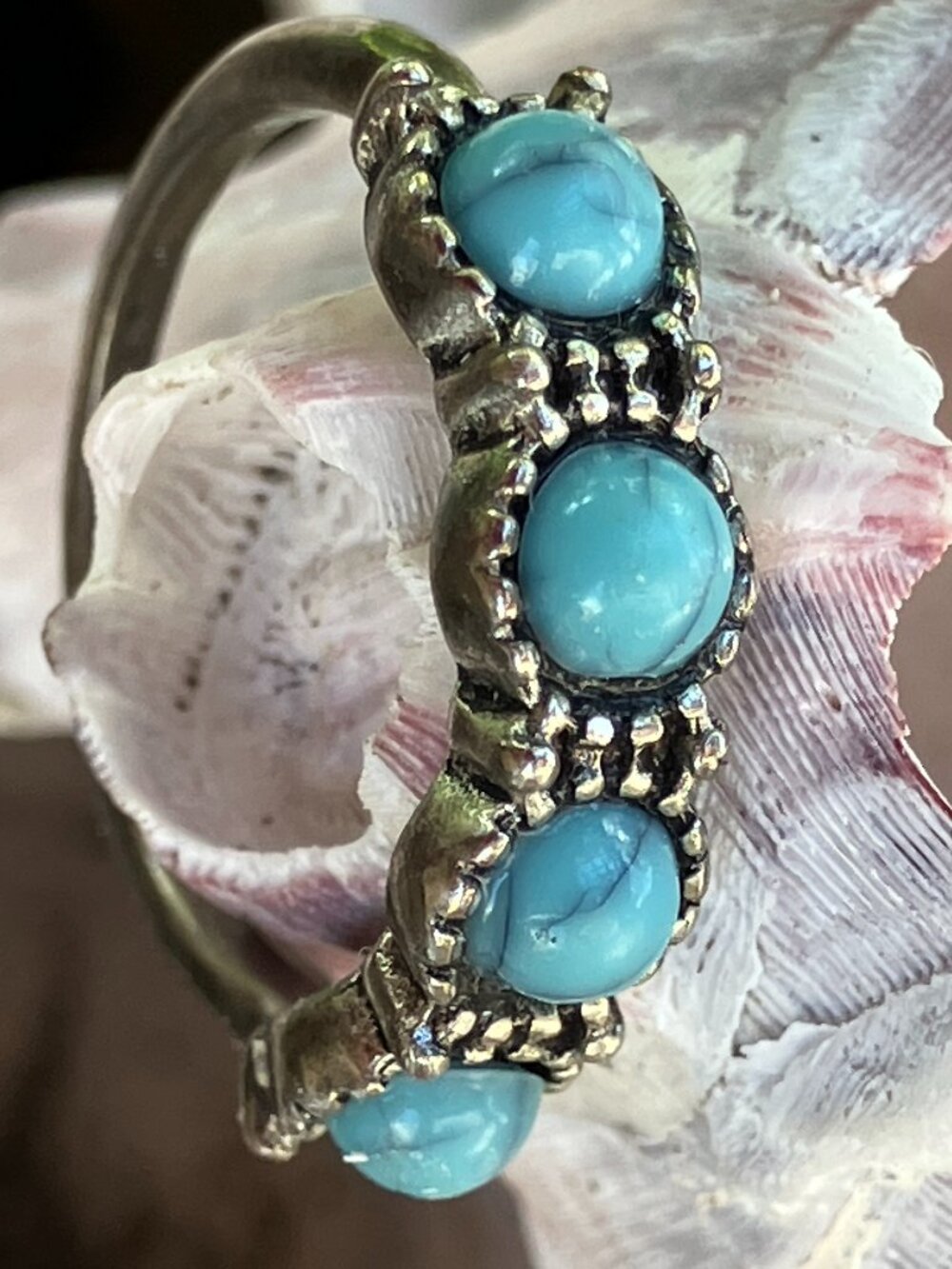 Vintage Turquoise Cabochon Ring Size 6.5 Southwestern Boho Statement